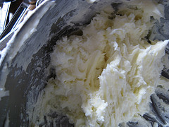 No-bake lemon cheesecake in process