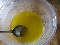 No-bake lemon cheesecake in process