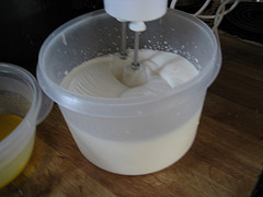 No-bake lemon cheesecake in process