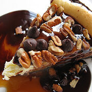 slice of turtle cheesecake