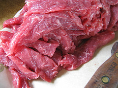 Raw flank steak