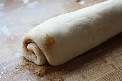 Bread machine cinnamon roll dough, rolled up.