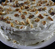 Prepared banana cake with icing