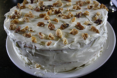 Prepared banana cake with icing