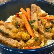 Prepared ginger beef recipe.