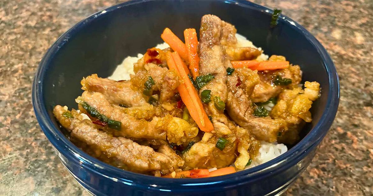Prepared ginger beef recipe.