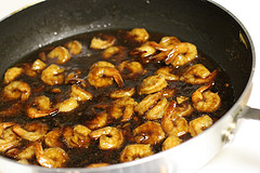 Sesame shrimp being prepared 