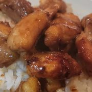 Close up of prepared chicken stir fry recipe.