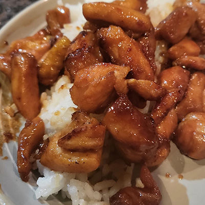 Close up of chicken stir fry.