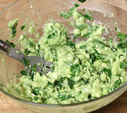 Homemade guacamole with lime cilantro and garlic