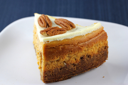 slice of pumpkin cheesecake