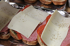 Quiznos classic Italian sandwich with meat cheese and vegetables on a sub roll.