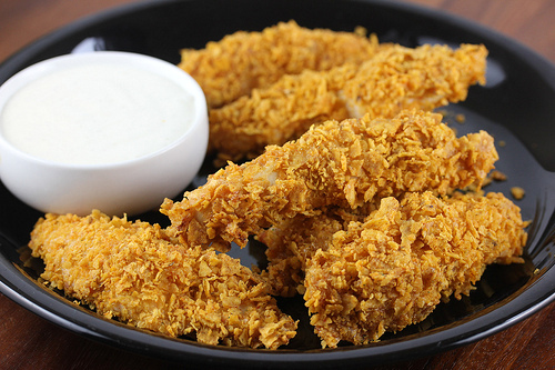 Crispy Doritos coated chicken strips served with ranch dip