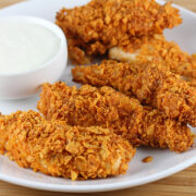 Crispy Doritos coated chicken strips served with ranch dip