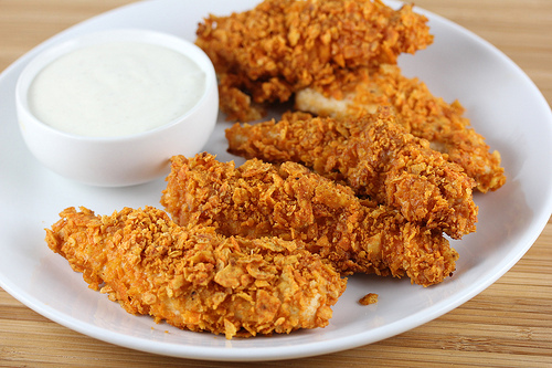 Crispy Doritos coated chicken strips served with ranch dip