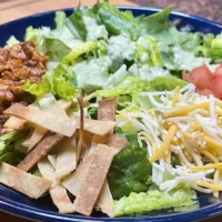 Overhead view of chopped taco salad.