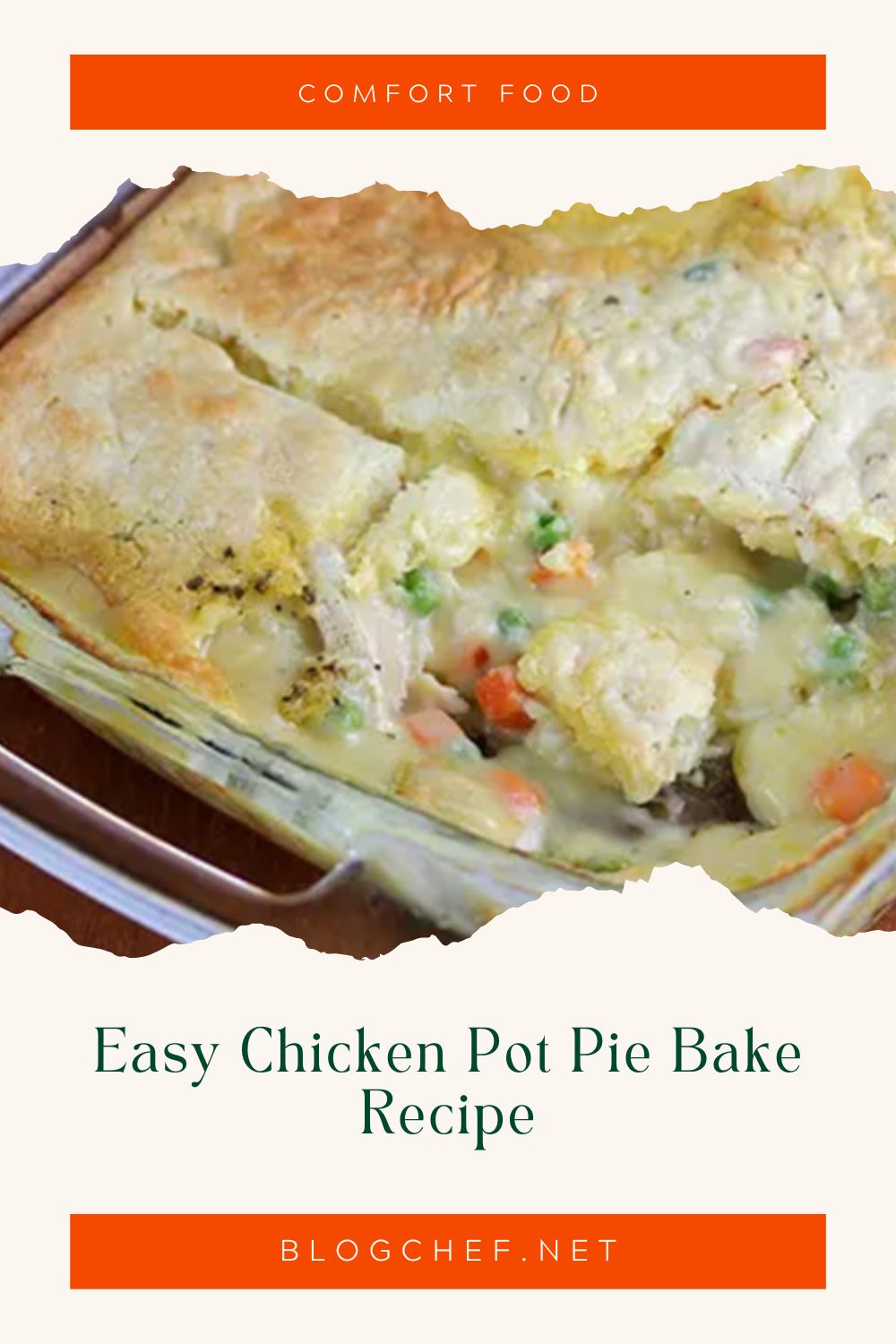 Easy chicken pot pie bake recipe.