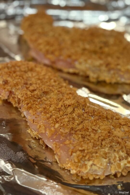 Crispy onion chicken being prepared 
