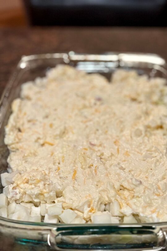 Prepping crunchy potato casserole