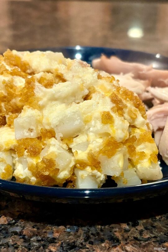 plated crunchy potato casserole