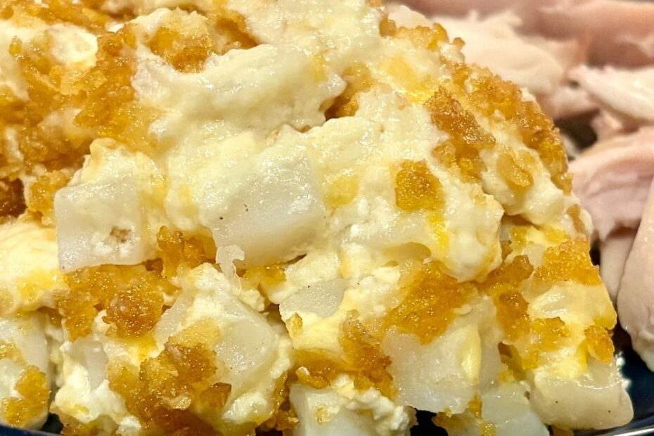 plated crunchy potato casserole