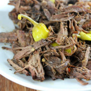 Prepared slow cooker Italian beef.