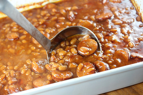 Smoked sausage and beans 