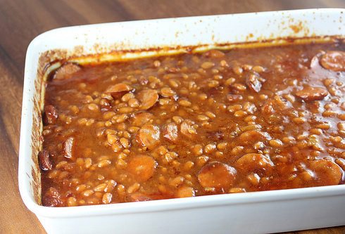 Smoked sausage and beans 