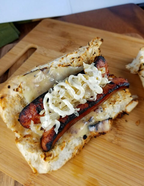 Smoked sausage sandwich