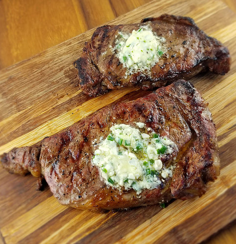 Grilled Steak with Blue Cheese Butter