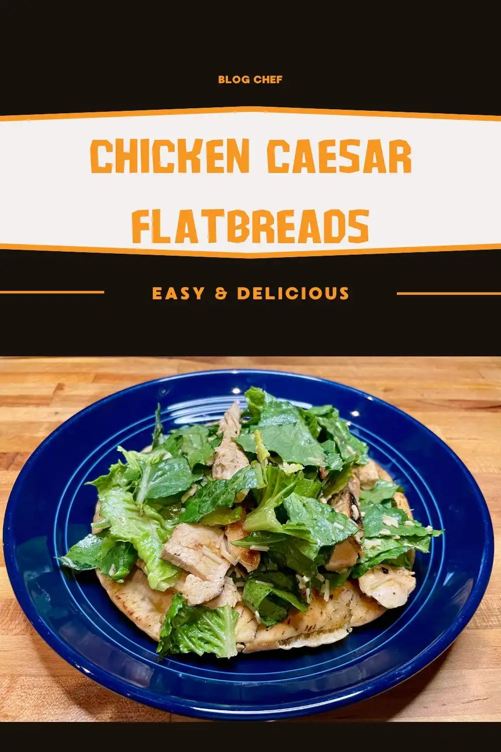 Prepared chicken Caesar flatbread recipe.