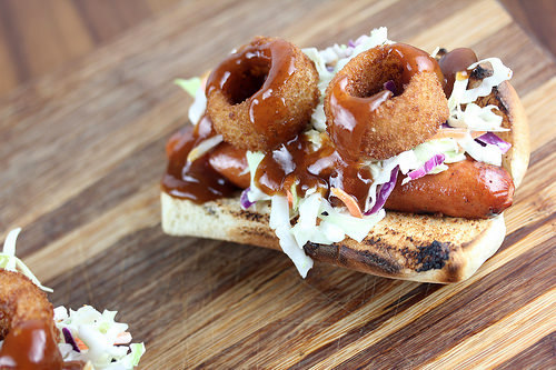 Hot Dogs with Onion Rings