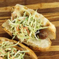 Brats with Broccoli Slaw