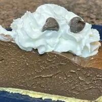 Hershey's chocolate pie, prepared on plate.