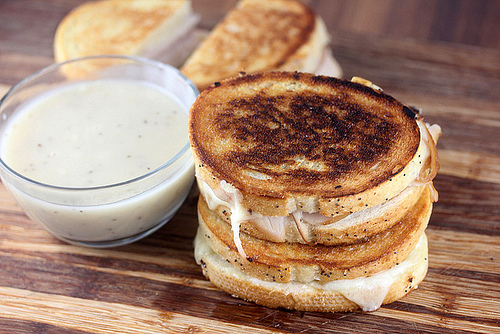 Turkey Grilled Cheese with Gravy