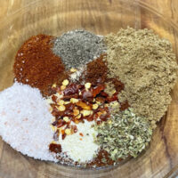 Overhead view of taco seasoning mix.