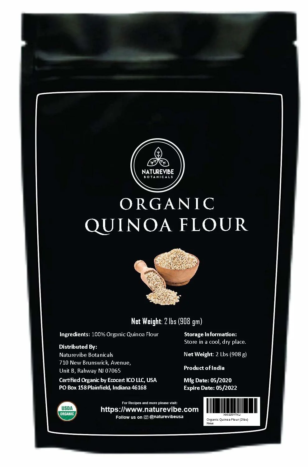 Naturevibe Botanicals Organic Quinoa Flour, 2lbs