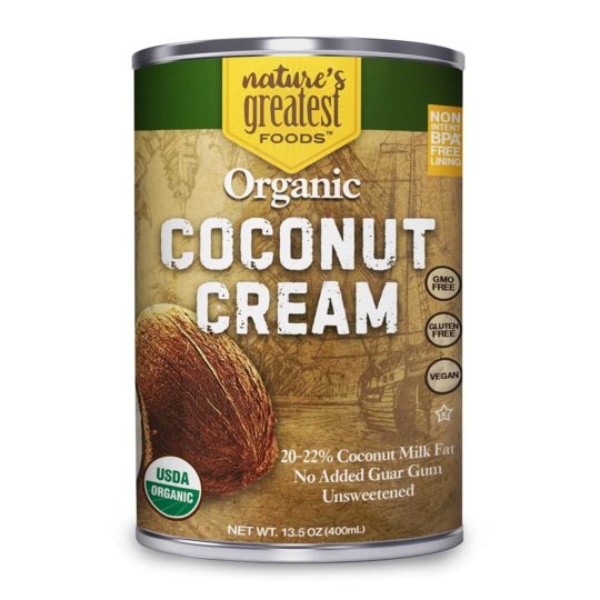 Organic Coconut Cream by Nature’s Greatest Foods - 13.5 Oz - No Guar Gum, No Preservatives – Gluten Free, Vegan and Kosher - 20-20% Coconut Milk Fat, Unsweetened