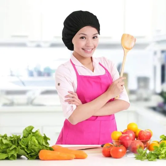 4 or 8 Pack Chef Hat Kitchen Cooking Chef Cap Adjustable Food Service Hair Nets Reusable Washable Mesh Bouffant Beanie