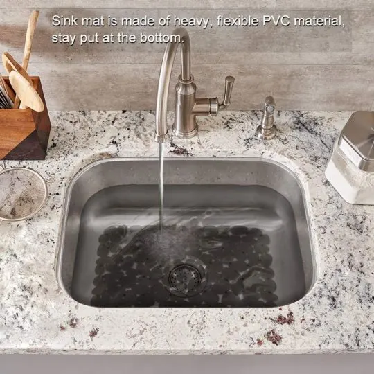 Pebble Sink Mat, Bligli PVC Eco-friendly Kitchen Adjustable Dish Drying Mats Sink Protector Liner Pad