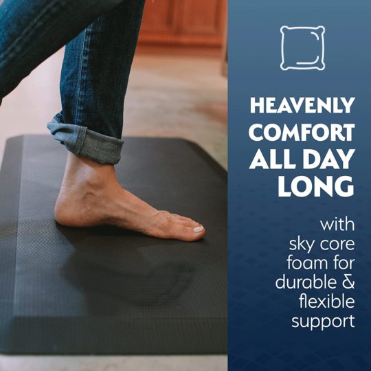 Sky Solutions Anti Fatigue Mat - Cushioned 3-4 Inch Comfort Floor Mats for Kitchen, Office & Garage - Padded Pad for Office - Non Slip Foam Cushion for Standing Desk