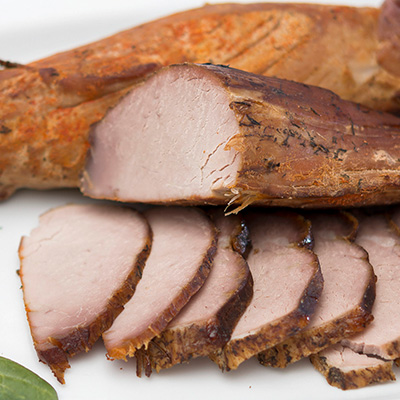 Close up of roast pork tenderloin.