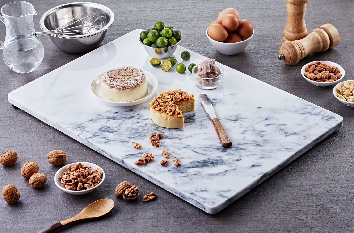 JEmarble Pastry Board 12x16 inch with Non-Slip Rubber Feets for Stability Perfect for Keep the Dough Cool and Chocolate