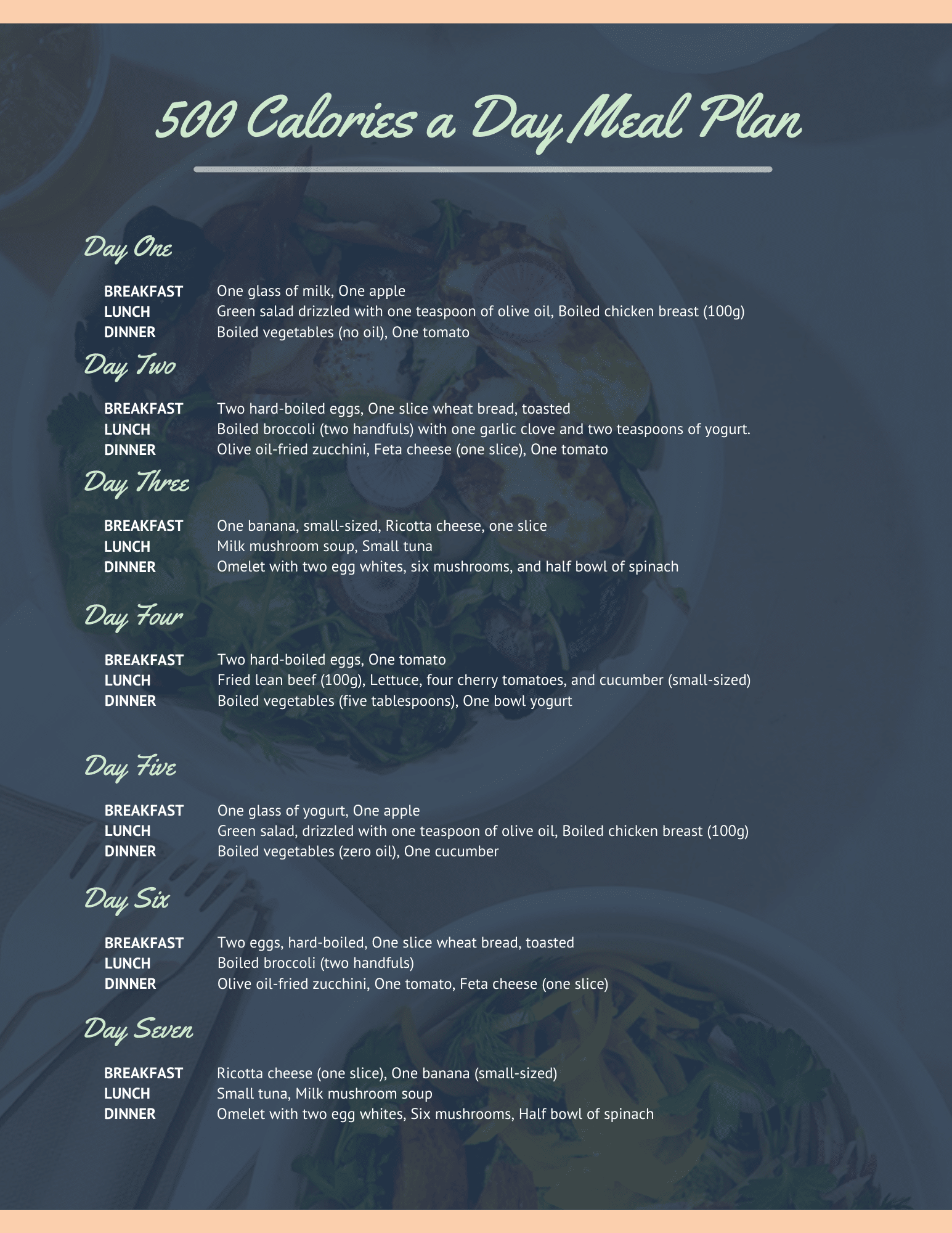 500 Calories A Day Meal Plan