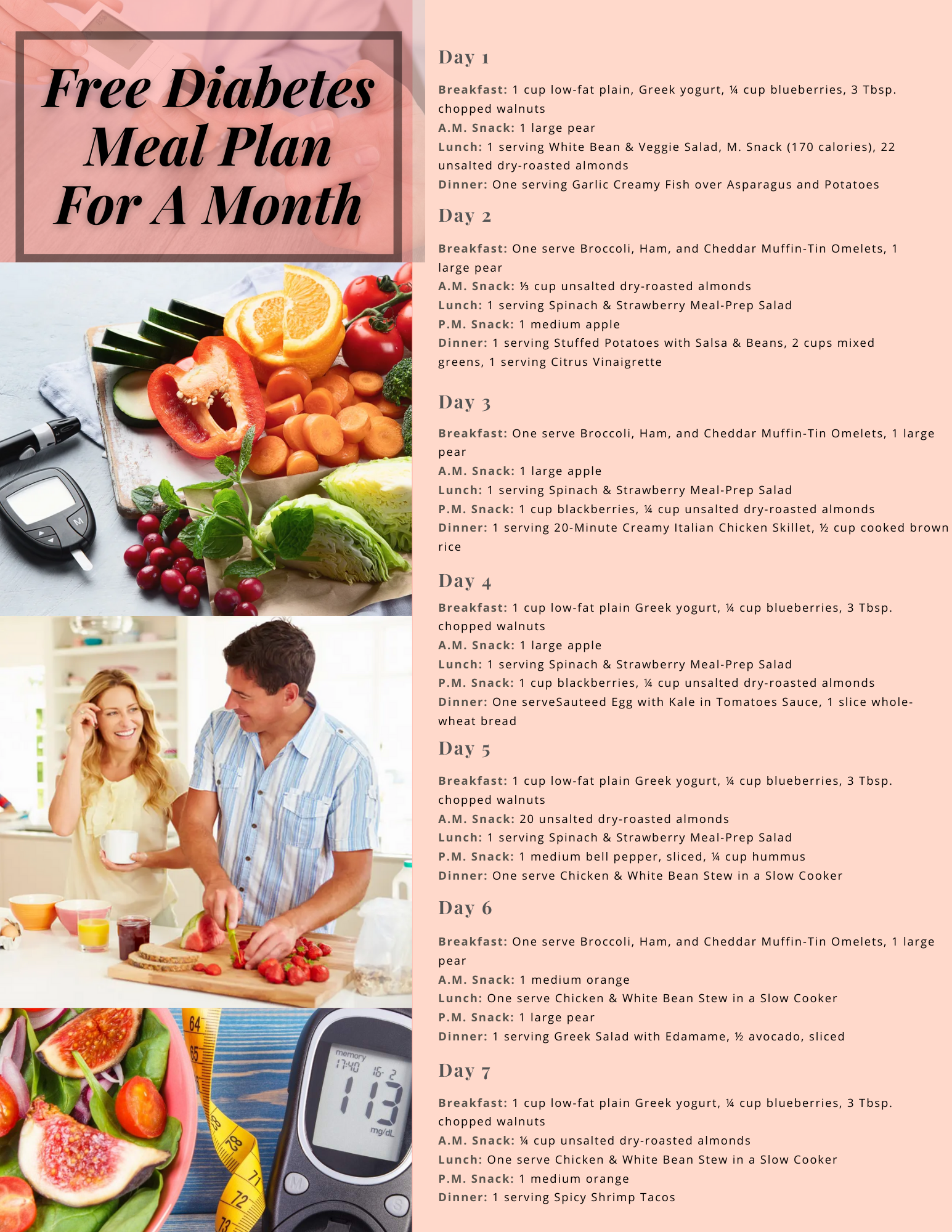 Free Diabetes Meal Plan For A Month