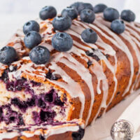 Close up view of huckleberry bread, a recipe that uses huckleberries.