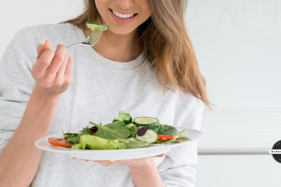 woman eating blood type a friendly meal