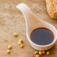 Soy sauce in a white cup