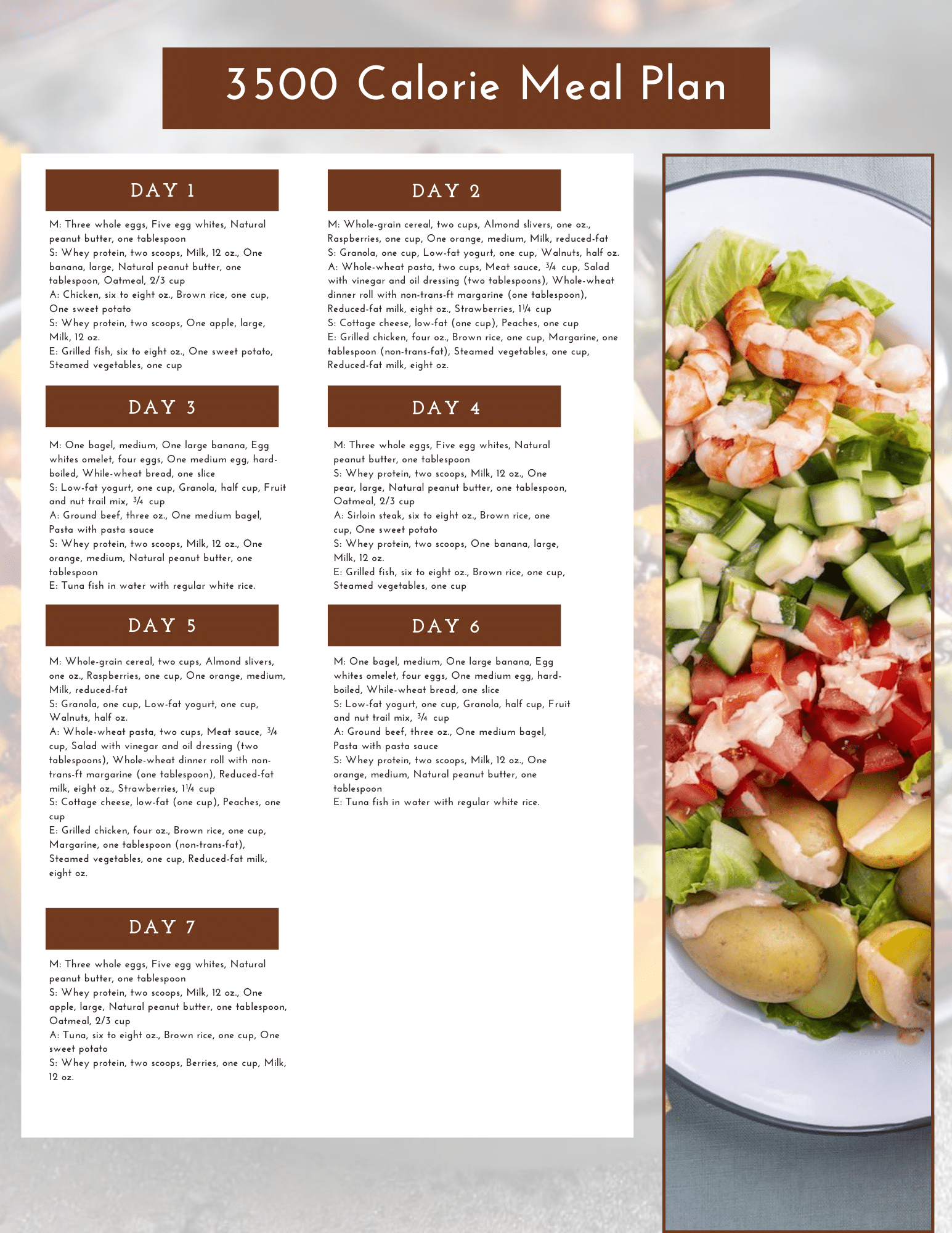 3500 Calorie Meal Plan