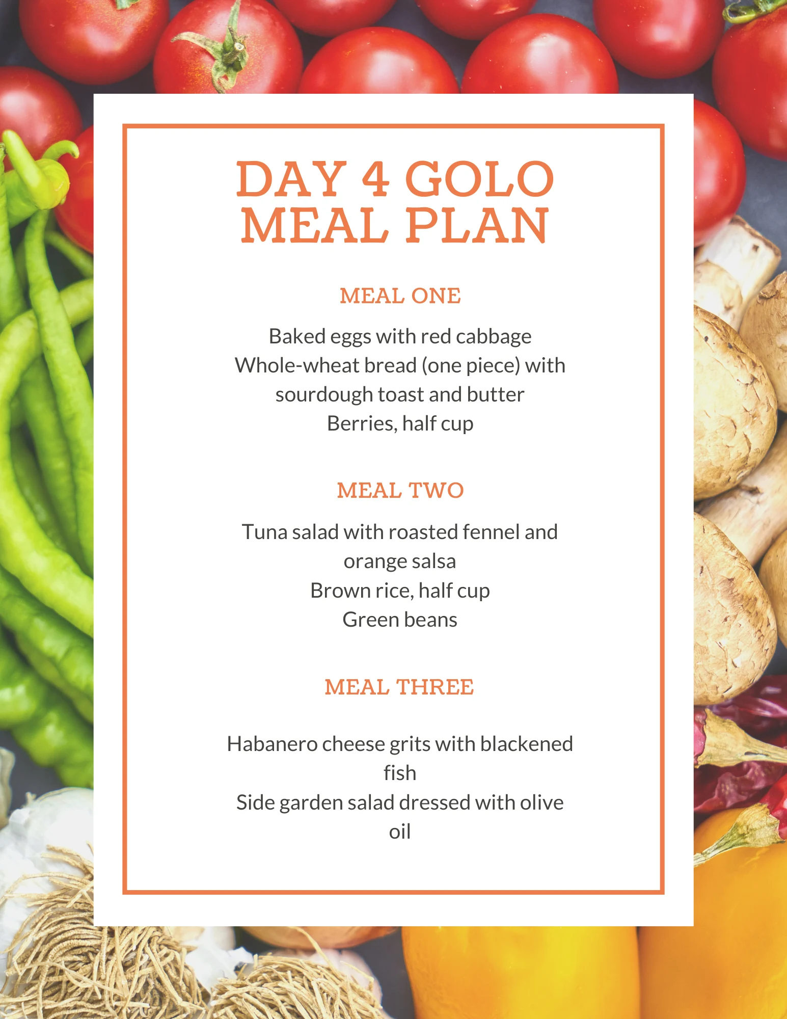 Golo Meal Plan